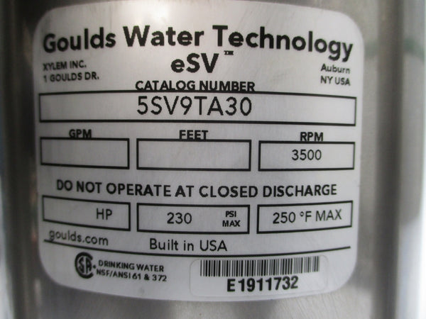 GOULDS 5SV9TA30 230PSI UNMP