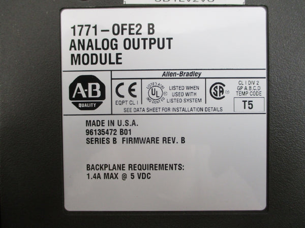 ALLEN BRADLEY 1771-OFE2 SER. B 5VDC 1.4A REV. B NSMP