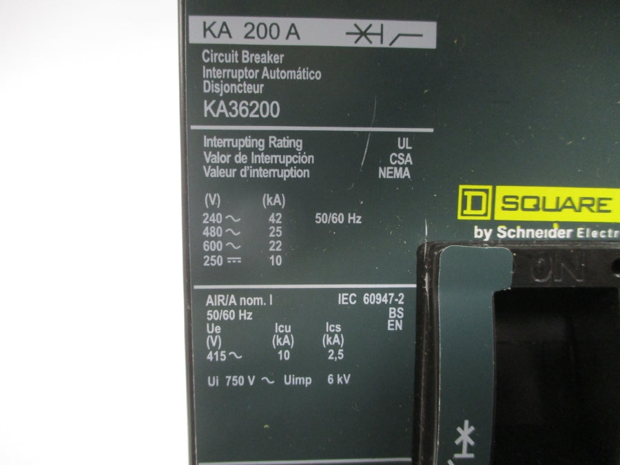 SQUARE D KA36200 SER. 2 600V 200A NSMP