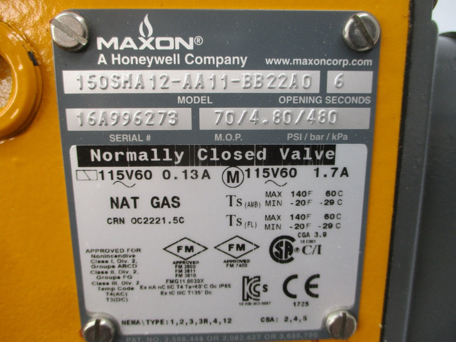 MAXON 150SMA12-AA11-BB22A0 115V 0.13-1.7A 70PSI NSNP