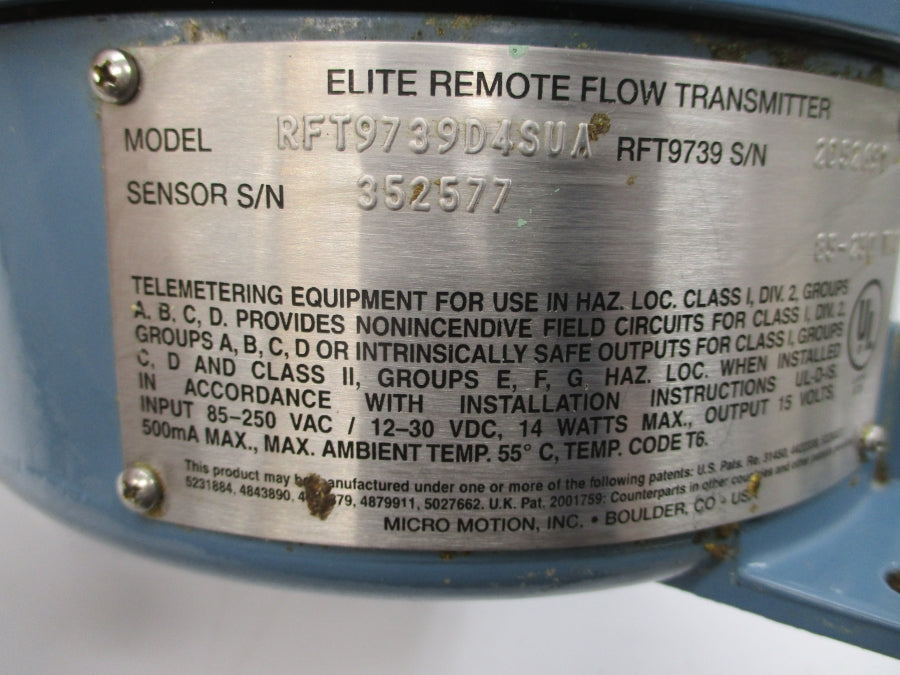 MICRO MOTION RFT9739D4SUA 85-250VAC UNMP