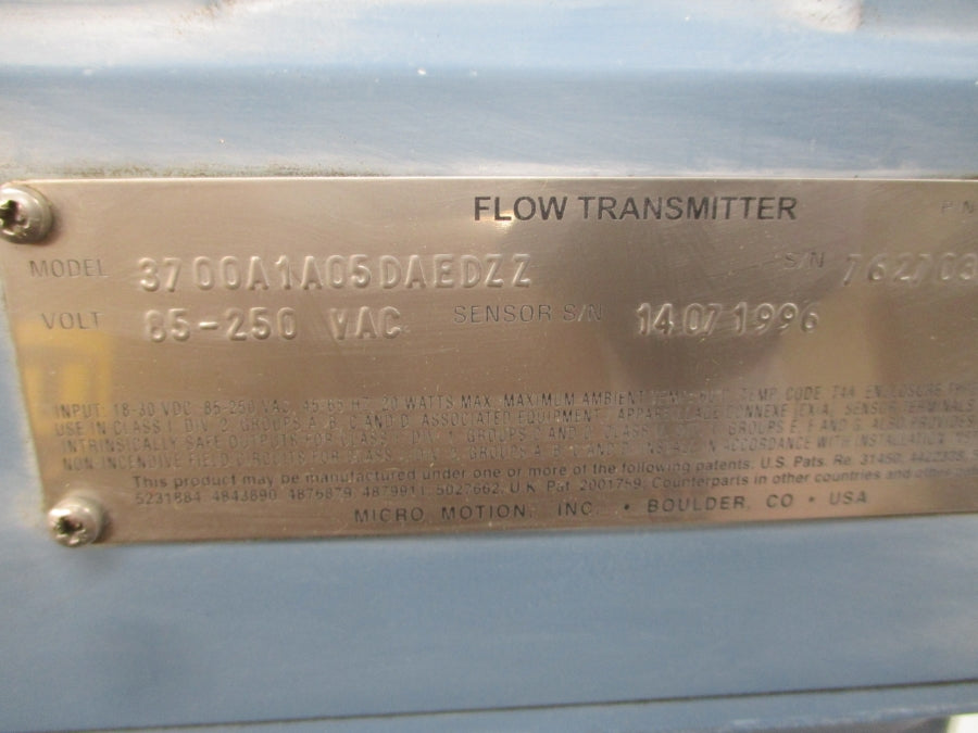 MICRO MOTION 3700A1A05DAEDZZ 20001024 85-250VAC REV. A UNMP