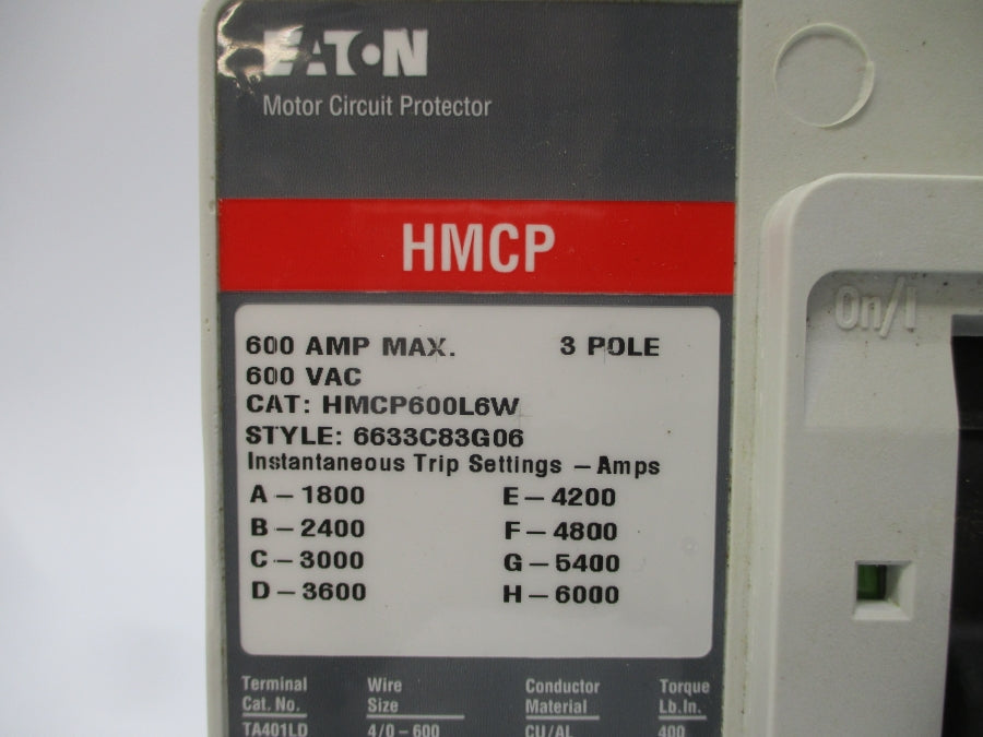 EATON HMCP600L6W 6633C83G06 600VAC 600A NSNP