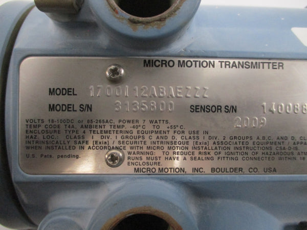 MICRO MOTION 1700I12ABAEZZZ 85-265VAC UNMP