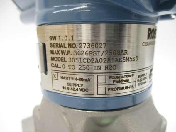ROSEMOUNT 3051CD2A02A1AE5M5S5 10.5-42.4VDC 3626PSI NSMP
