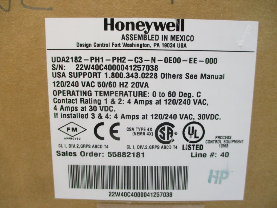HONEYWELL UDA2182-PH1-PH2-C3-N-0E00-EE-000 120/240VAC 4A NSMP