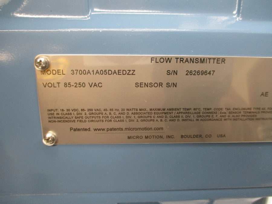 MICRO MOTION 3700A1A05DAEDZZ 85-250VAC NSMP