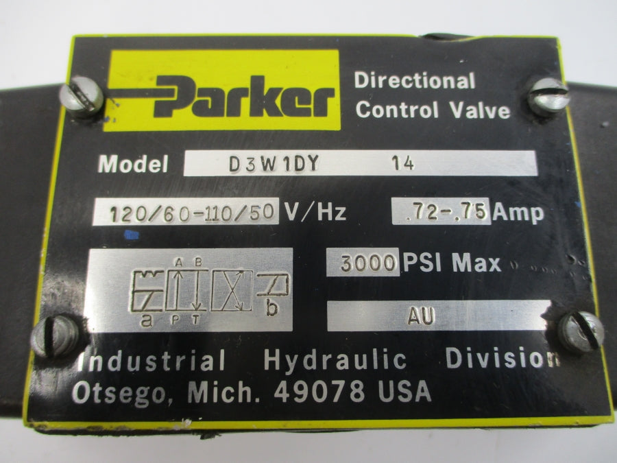 PARKER D3W1DY14 110/120V .72-.75A 3000PSI NSNP