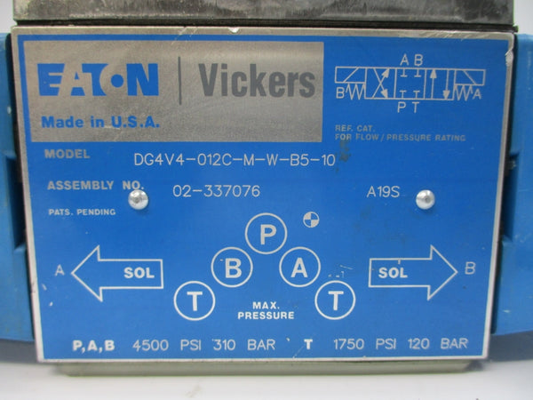 EATON DG4V4-012C-M-W-B5-10 02-337076 110/120V .85/.69A 1750-4500PSI NSNP