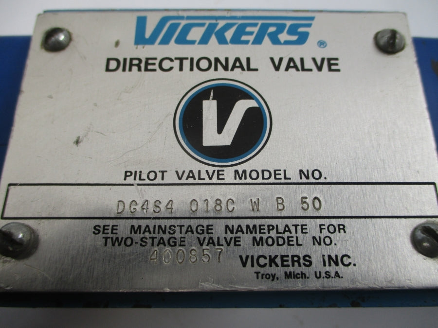 VICKERS DG4S4018CWB50 400857 110-115/120V 0.8/0.96A UNMP