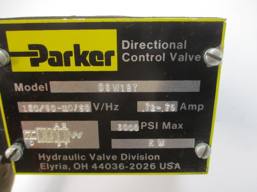 PARKER D3W1BY 110/120V .72-.75A 3000PSI NSNP