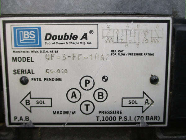 DOUBLE A QF-02-TT-10C2 QF-3-FF-10A2 1000PSI UNMP