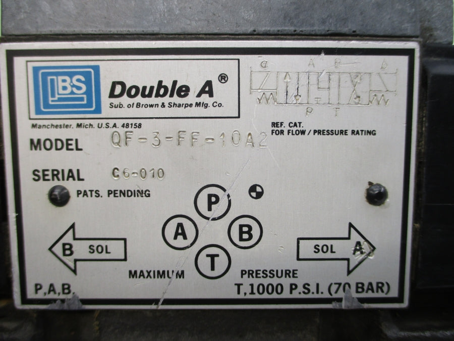 DOUBLE A QF-02-TT-10C2 QF-3-FF-10A2 1000PSI UNMP