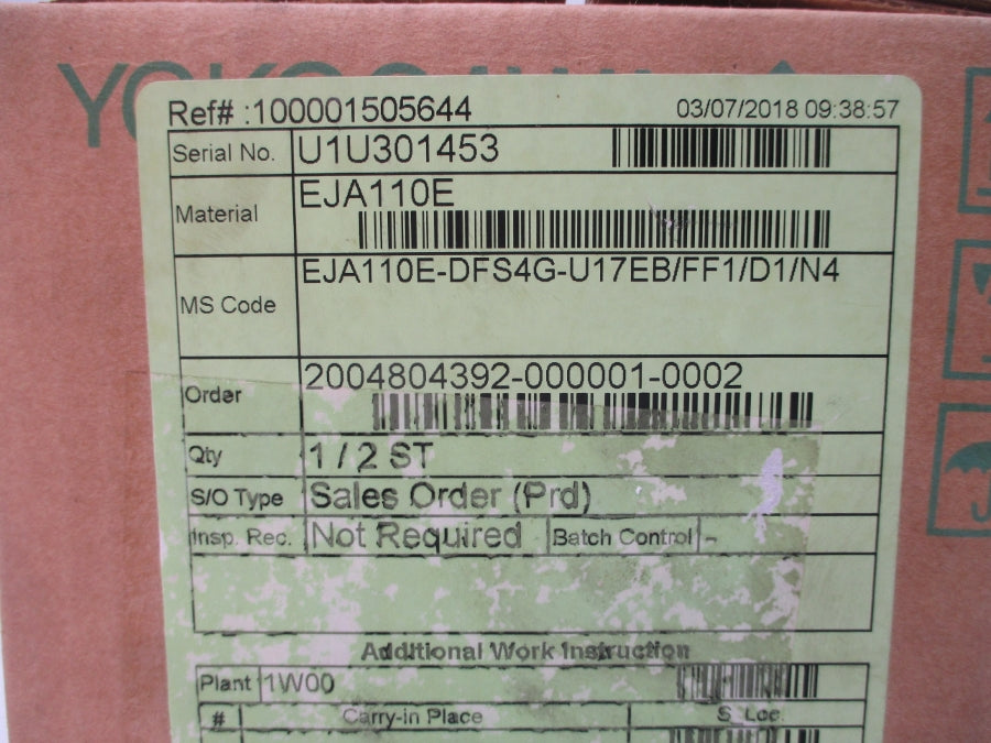 YOKOGAWA EJA110E-DFS4G-U17EB/FF1/D1/N4 NSFS