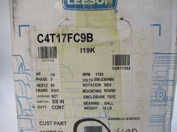 LEESON 101767.00 C4T17FC9B 208-230/460V 1.2-1.4/.7A NSMP