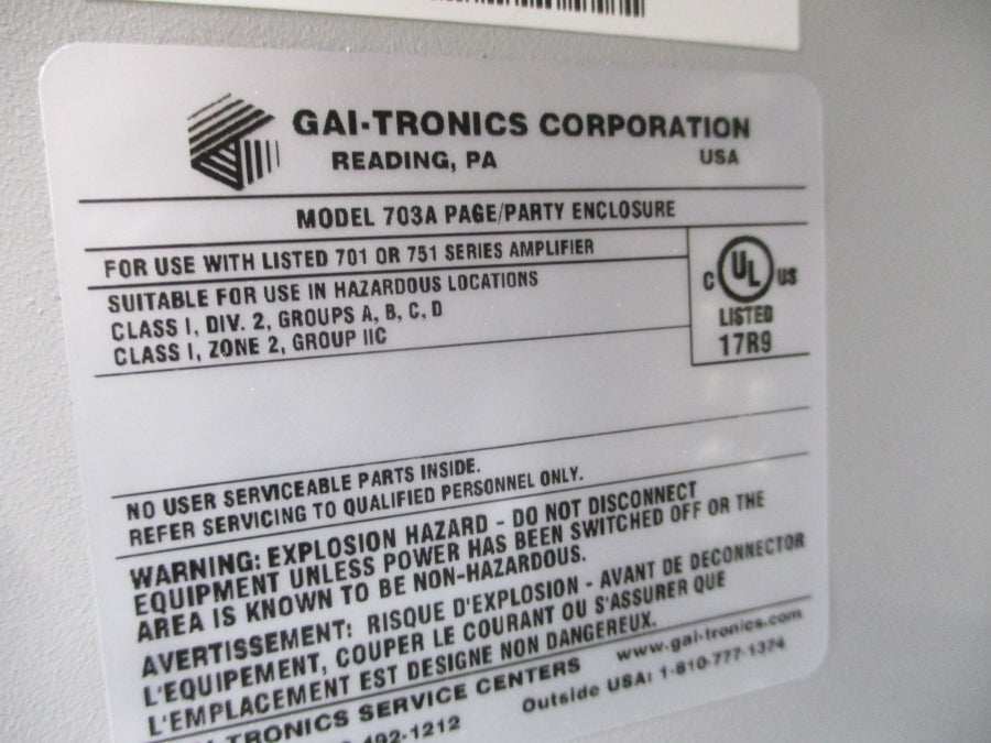 GAI-TRONICS 703A NSMP