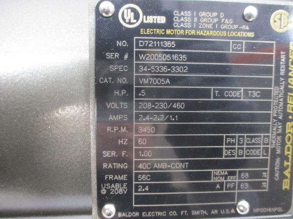 ABB VM7005A 34-5336-3302 208-230/460V 2.4-2.2/1.1A NSMP