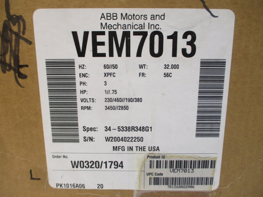 ABB VEM7013 34-5338R348G1 230/460/190/380V 2.8/1.4A NSMP