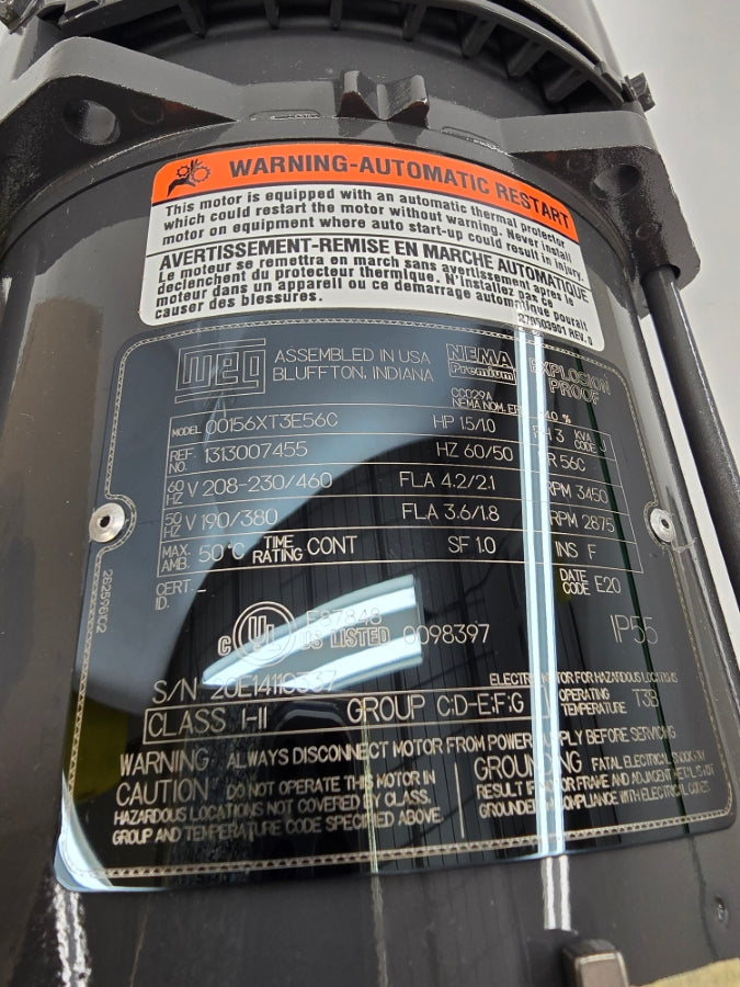 WEG 00156XT3E56C 208-230/460V 4.2/2.1A NSMP