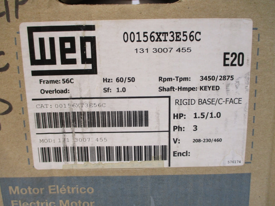 WEG 00156XT3E56C 208-230/460V 4.2/2.1A NSMP