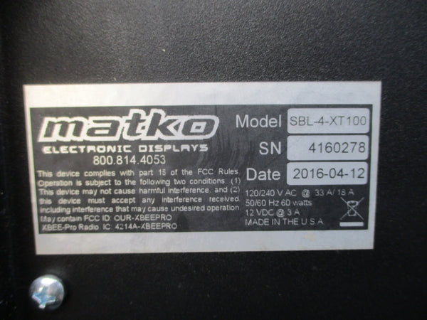 MATKO SBL-4-XT100 120/240VAC 33/18A NSNP