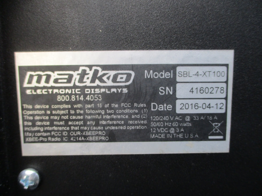 MATKO SBL-4-XT100 120/240VAC 33/18A NSNP