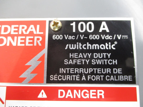 FEDERAL PIONEER C5136 SER. F06 600VAC 100A NSNP