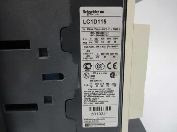 SCHNEIDER ELECTRIC LC1D115T7 480V 250A NSMP