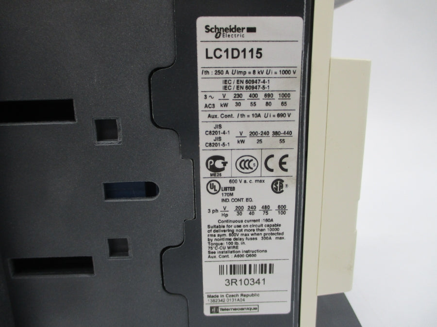 SCHNEIDER ELECTRIC LC1D115T7 480V 250A NSMP