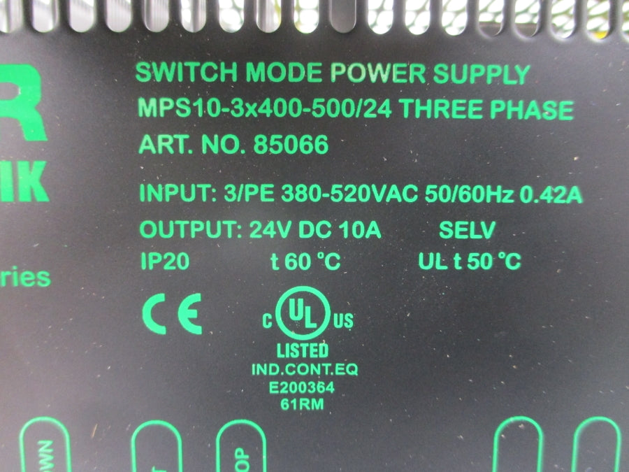 MURR ELEKTRONIK MPS10-3X400-500/24 85066 380-520VAC 0.42A NSMP