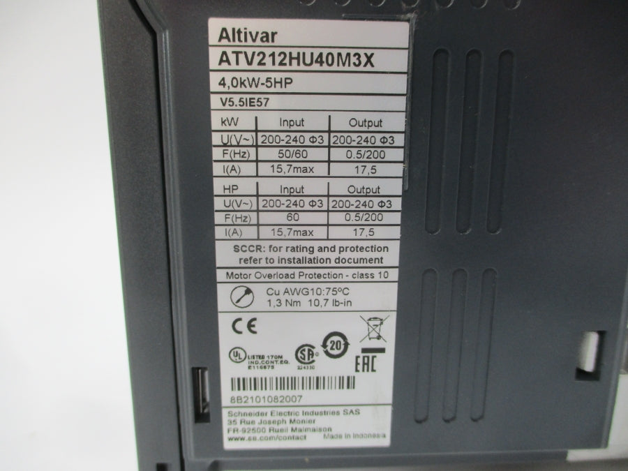 SCHNEIDER ELECTRIC ATV212HU40M3X 200-240V 15.7A NSNP