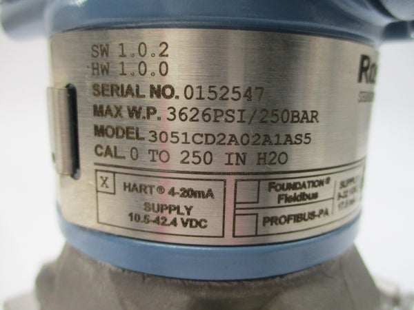 ROSEMOUNT 3051CD2A02A1AS5 10.5-42.4VDC 3626PSI NSNP
