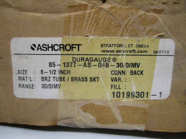 ASHCROFT 85-1377-AS-04B-30/0IMV 8-1/2" NSMP