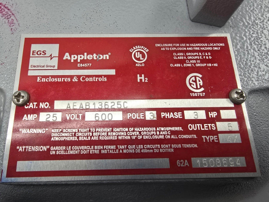 APPLETON AEAB13625C 600V 25A NSNP