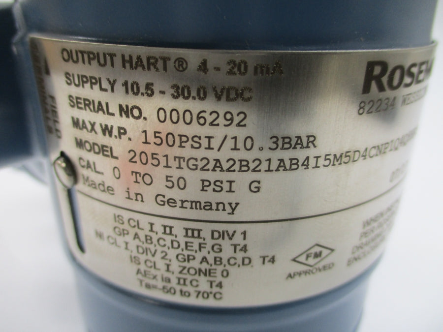 ROSEMOUNT 2051TG2A2B21AB4I5M5D4CNP1Q4Q8HR5 10.5-30.0VDC 150PSI NSNP