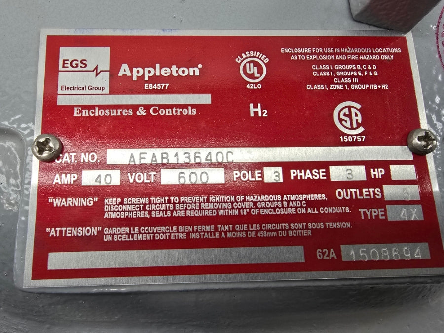 APPLETON AEAB13640C 600V 40A NSNP