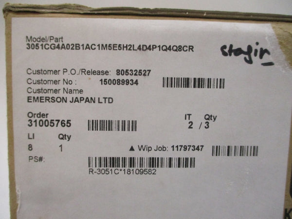 ROSEMOUNT 3051CG4A02B1AC1M5E5H2L4D4P1Q4Q8CR 10.5-42.4VDC 300PSI NSMP
