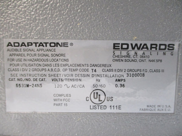EDWARDS SIGNALING 5531M-24N5 120VAC 0.36A NSNP