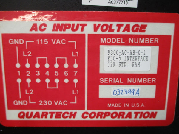 QUARTECH 9800-AC-AB-0-1 115/230VAC UNMP