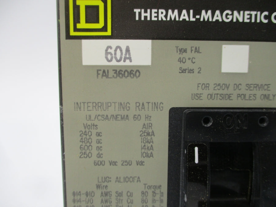 SQUARE D FAL36060 SER. 2 600VAC 60A (GREY) NSMP