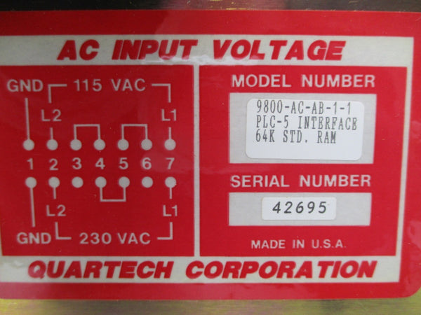 QUARTECH 9800-AC-AB-1-1 115/230VAC NSMP