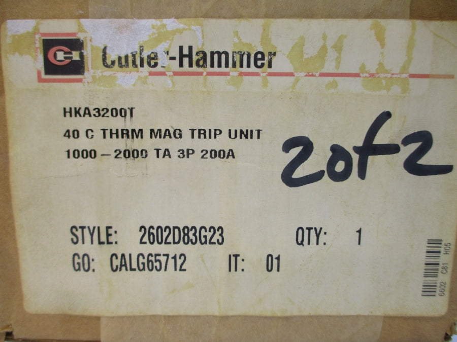 CUTLER HAMMER HKA3200T 2602D83G23 200A NSMP