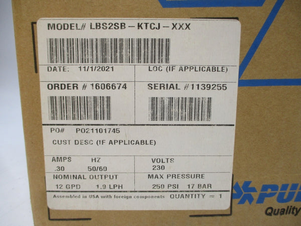 PULSAFEEDER LBS2SB-KTCJ-XXX 230V .30A 250PSI NSMP