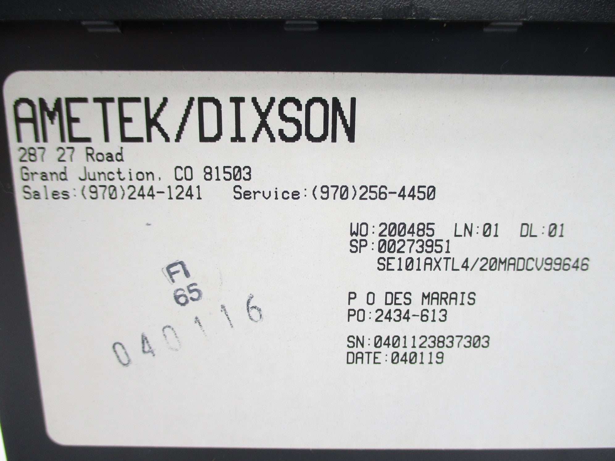 AMETEK DIXSON SE101AXTL4/20MADCV99646 UNMP