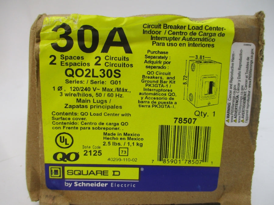 SQUARE D QO2L30S SER. G01 120/240VAC 30A NSMP