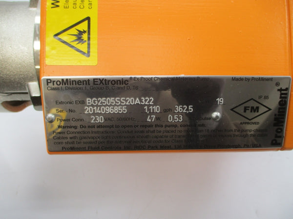 PROMINENT EXTRONIC BG2505SS20A322 230VAC 0.53A 362.5PSI NSNP