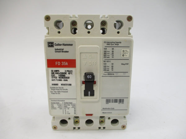 CUTLER HAMMER FD3060 6639C82G92 SER. C 600VAC 60A NSMP