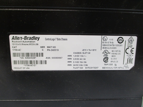 ALLEN BRADLEY 1756-A7 SER. C 24VDC 15A NSMP