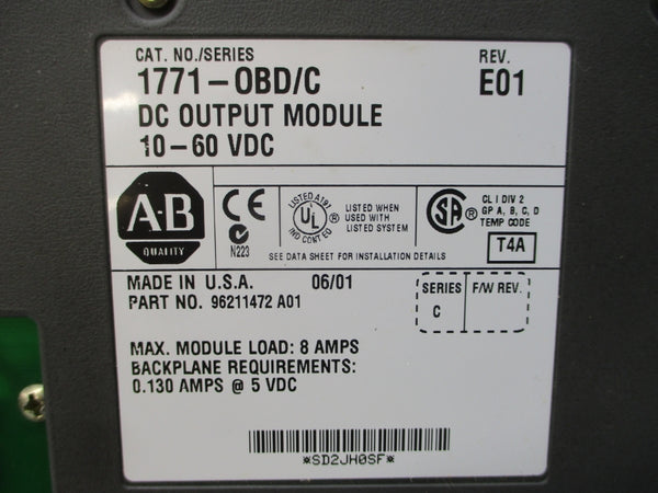ALLEN BRADLEY 1771-OBD SER. C 10-60VDC 0.130A REV. E01 UNMP