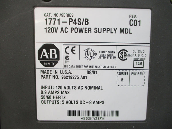 ALLEN BRADLEY 1771-P4S SER. B 120VAC 0.9A REV. C01 UNMP